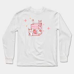 Japanese aesthetics kawaii strawberry milk shake Long Sleeve T-Shirt